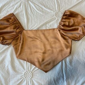 Forever 21 Copper Satin Off-Shoulder Blouse